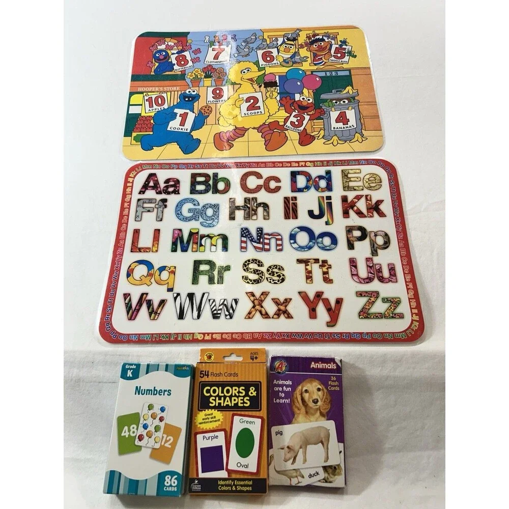Lot of Educational Flash Cards Colors Animals Shapes Counting Mats Kids Learning